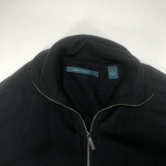 Perry Ellis Mens Navy Blue Zip Up Sweater Jacket - Picture 3 of 5
